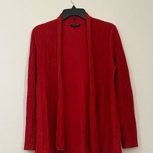 Eileen Fisher Rustic Red Ribbed Open-Front Cardigan, Size PS